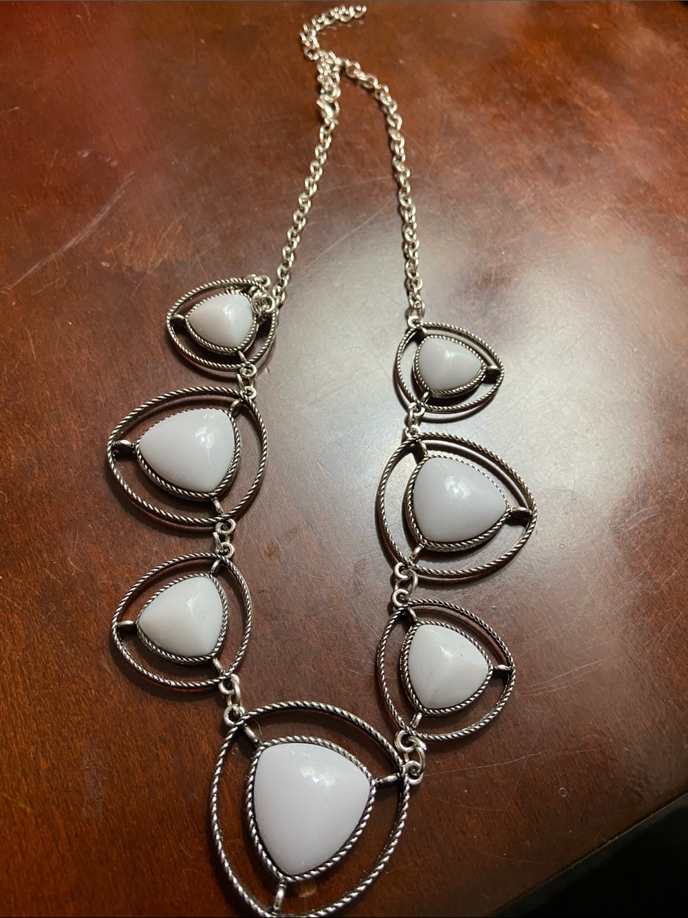 White Teardrop Pendant Statement Necklace - Women Jewelry